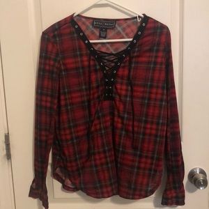 Red Polly & Esther flannel sweater